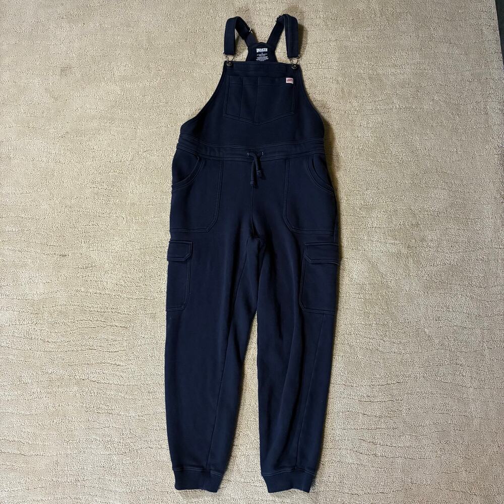 Duluth Trading Co Women Small Navy Blue Cotton Blend Souped-Up Sweats Overalls